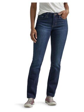 Women's Mid Rise Straight Leg Jeans Petite Regular Fit Casual Denim